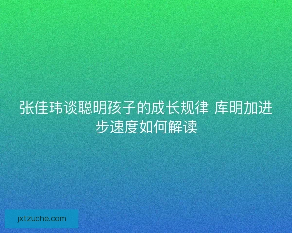 张佳玮谈聪明孩子的成长规律 库明加进步速度如何解读